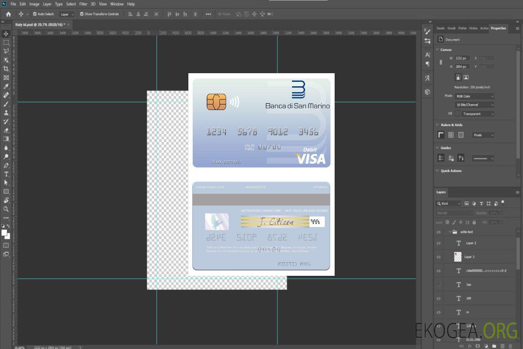 Carte de débit visa Saint-Marin Banca di San Marino template